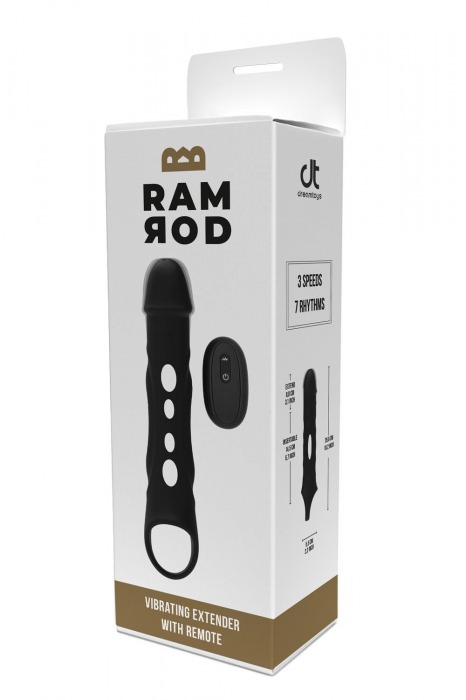 Черная насадка-удлинитель Vibrating Extender With Remote с вибрацией - Dream Toys - в Находке купить с доставкой