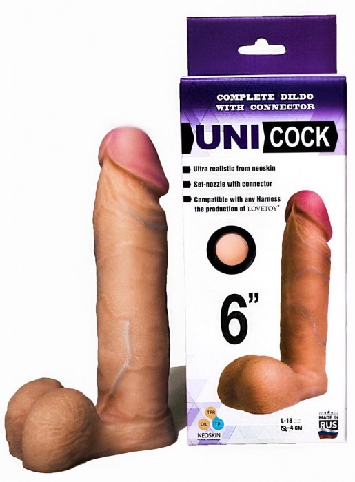Насадка для страпона фаллической формы UNICOCK 6  - 18 см. - LOVETOY (А-Полимер) - купить с доставкой в Находке