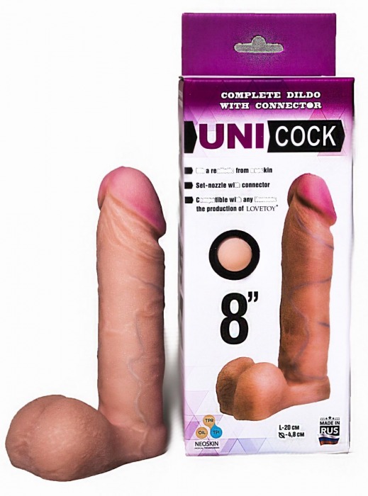 Фаллическая насадка для страпона UNICOCK 8  - 20 см. - LOVETOY (А-Полимер) - купить с доставкой в Находке
