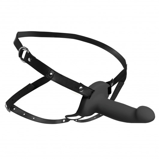 Черный полый страпон с вибрацией 2’’ Erection 28X Smooth Vibrating Silicone Penis Sheath - XR Brands - купить с доставкой в Находке