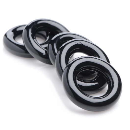Комплект из 5 черных эрекционных колец для мошонки Ring Master Custom Ball Stretcher Kit - XR Brands - в Находке купить с доставкой