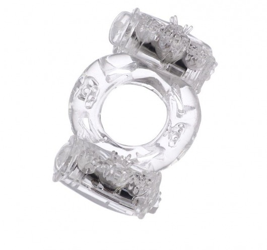 Прозрачное виброкольцо с двумя вибропульками - Toyfa Basic - в Находке купить с доставкой