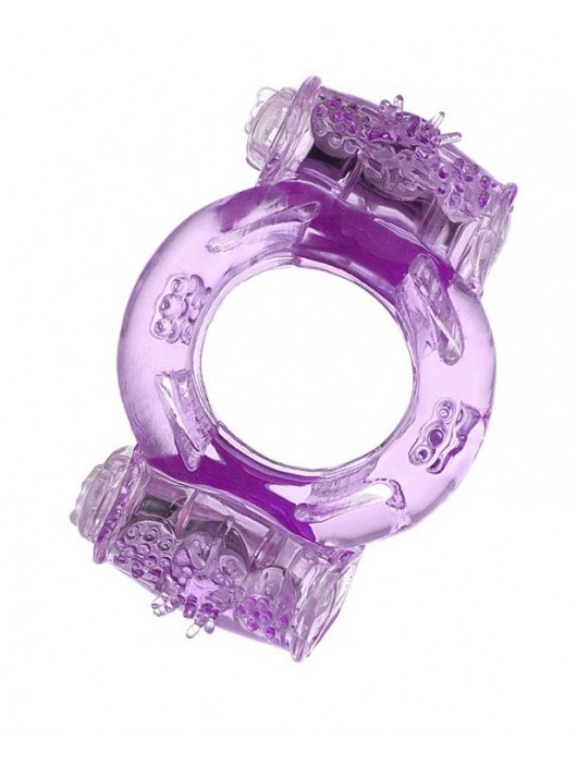 Фиолетовое виброкольцо с двумя вибропульками - Toyfa Basic - в Находке купить с доставкой