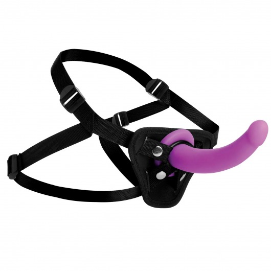 Лиловый поясной страпон Navigator Silicone G-Spot Dildo with Harness - 17,8 см. - XR Brands - купить с доставкой в Находке