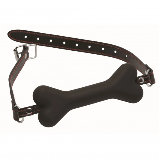 Черный кляп в форме косточки Hound Adjustable Dog Bone Gag - XR Brands - купить с доставкой в Находке