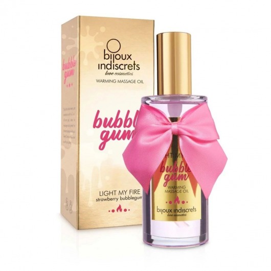 Разогревающее массажное масло Light My Fire Bubble Gum с ароматом бабл-гам - 100 мл. - Bijoux Indiscrets - купить с доставкой в Находке