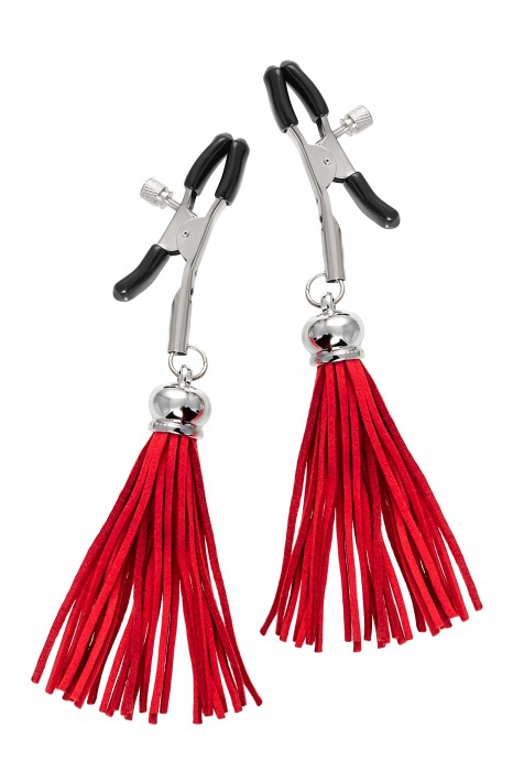 Зажимы на соски «Прищепки» с красными кисточками из замши - Pecado - купить с доставкой в Находке