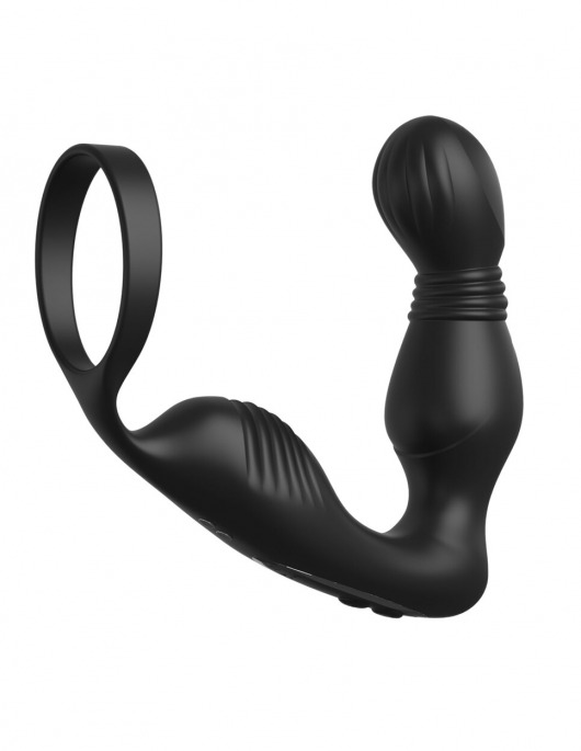 Черный вибростимулятор простаты с эрекционным кольцом Ass-Gasm Pro P-Spot Milker - Pipedream - в Находке купить с доставкой