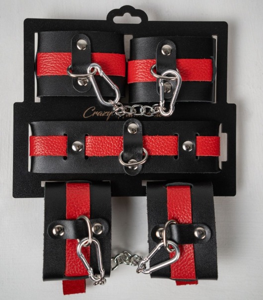 Черно-красный набор фиксаций: наручники, оковы и ошейник - Crazy Handmade - купить с доставкой в Находке