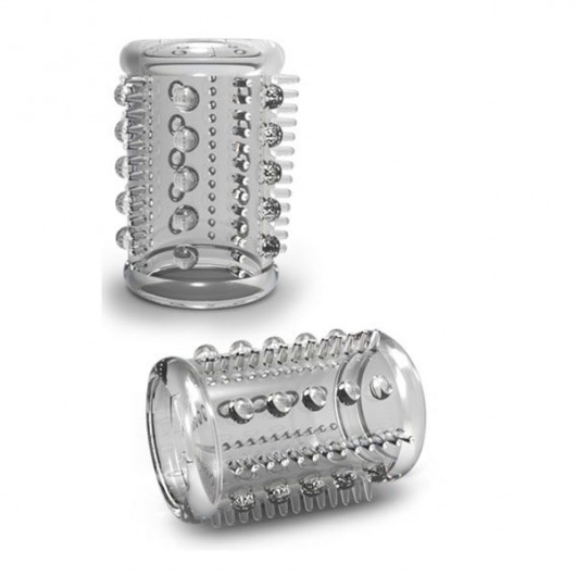 Прозрачная насадка с шипами и шишечками STAY HARD COCK SLEEVE 03 CLEAR - Blush Novelties - в Находке купить с доставкой
