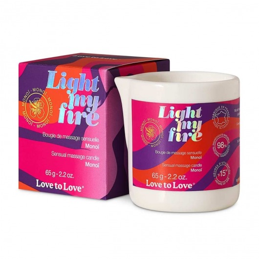 Массажная свеча Light My Fire с ароматом моной - 80 мл. - Love to Love - купить с доставкой в Находке