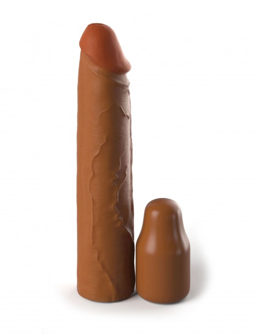 Коричневая насадка на член 2  Silicone X-tension - 20,3 см. - Pipedream - в Находке купить с доставкой