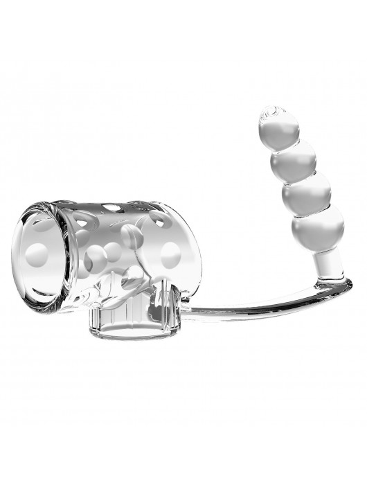 Прозрачная насадка на пенис и мошонку с анальным стимулятором Rilley - Baile - в Находке купить с доставкой