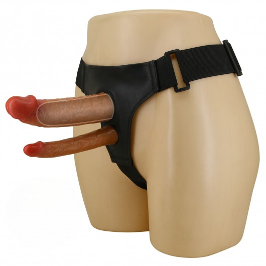 Темно-бежевый фаллопротез для двойного проникновения - 17,5 см. - Baile - купить с доставкой в Находке