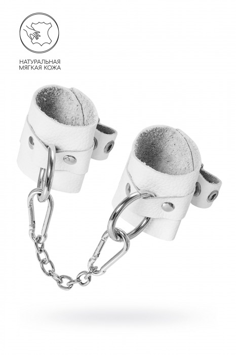Белые мягкие кожаные наручники с люверсами - Pecado - купить с доставкой в Находке