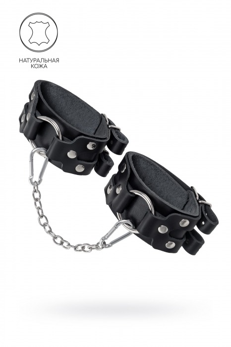 Черные кожаные оковы с двумя ремешками - Pecado - купить с доставкой в Находке