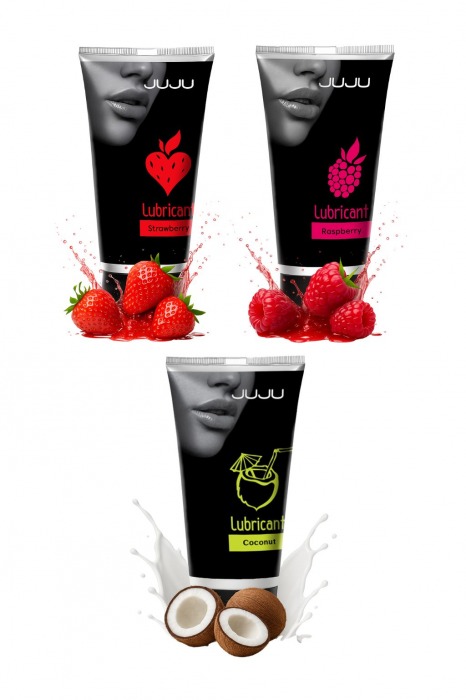 Набор из 3 съедобных лубрикантов JUJU (клубника, малина, кокос) - JuJu - купить с доставкой в Находке