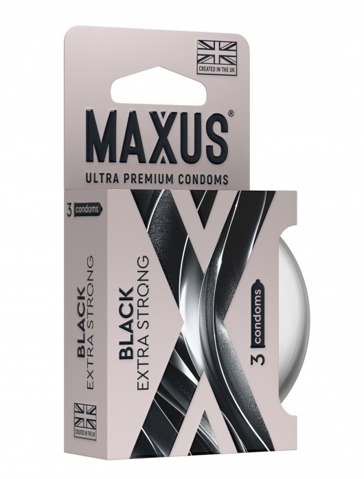 Черные утолщенные презервативы MAXUS Extra Strong с железным кейсом - 3 шт. - Maxus - купить с доставкой в Находке