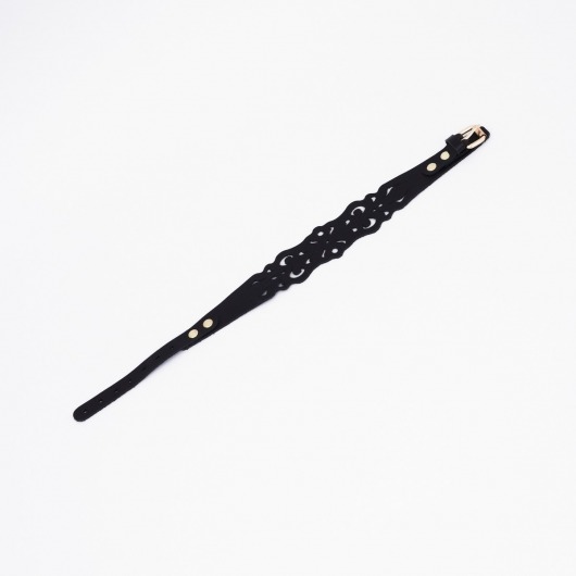 Черный ажурный чокер с золотистой фурнитурой - Crazy Handmade - купить с доставкой в Находке