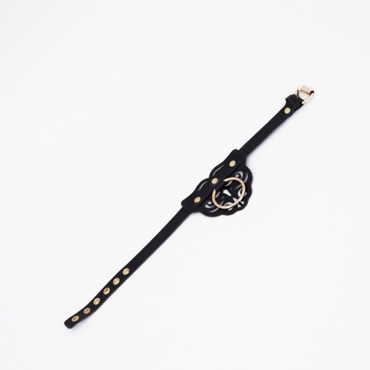 Черный чокер с клепками и золотистой фурнитурой - Crazy Handmade - купить с доставкой в Находке