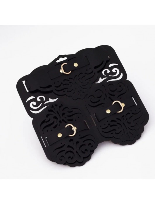 Фигурный набор для БДСМ-игр с узорами и золотистой фурнитурой - Crazy Handmade - купить с доставкой в Находке