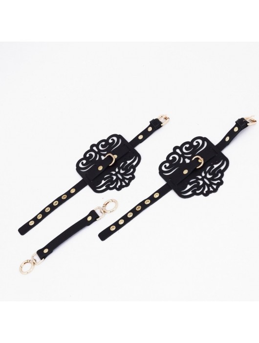 Черный фигурные оковы с золотистой фурнитурой - Crazy Handmade - купить с доставкой в Находке