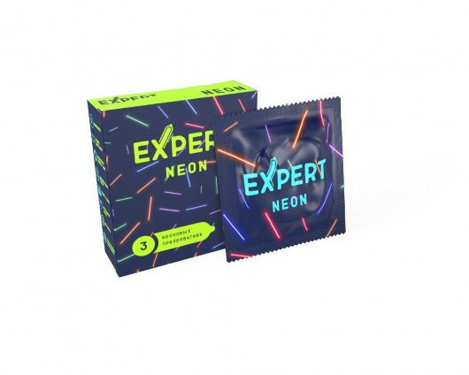 Светящиеся в темноте презервативы Expert Neon - 3 шт. - Expert - купить с доставкой в Находке