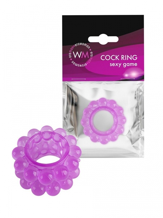 Лиловое эрекционное кольцо с 2 рядами стимулирующих шариков - Erowoman-Eroman - в Находке купить с доставкой
