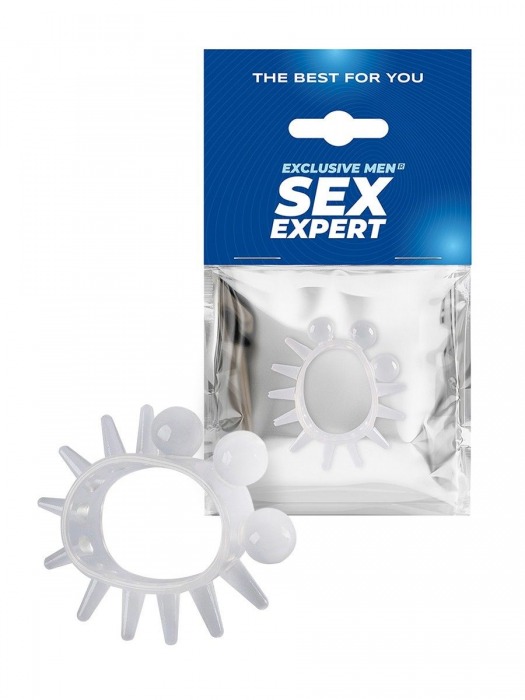 Эластичное эрекционное кольцо с шариками и лучами - Sex Expert - в Находке купить с доставкой