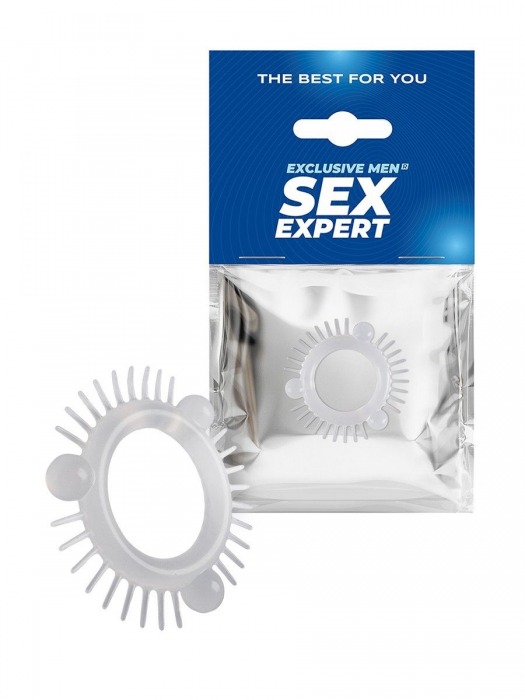 Эластичное эрекционное кольцо с 3 шариками и шипами - Sex Expert - в Находке купить с доставкой