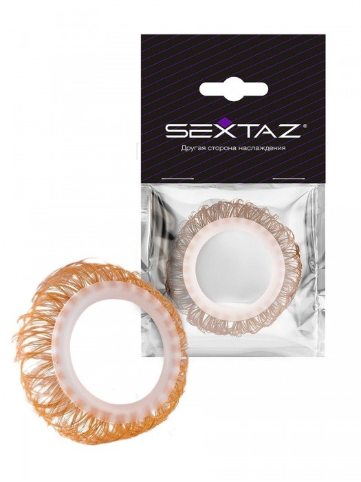 Эрекционное кольцо с бежевыми «ресничками» - Sextaz - в Находке купить с доставкой
