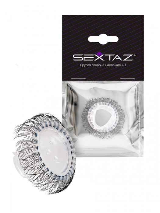 Эластичное эрекционное кольцо с длинными черными «ресничками» - Sextaz - в Находке купить с доставкой