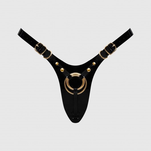 Черный пояс для фиксации насадок Strap-On-Me Leatherette Harness Fabulous - Strap-on-me - купить с доставкой в Находке