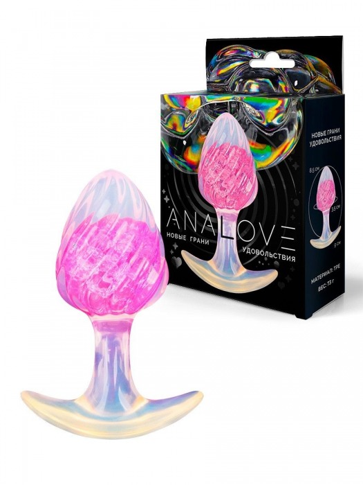 Розоватая анальная пробка со спиралевидным рельефом - 9 см. - AnaLove