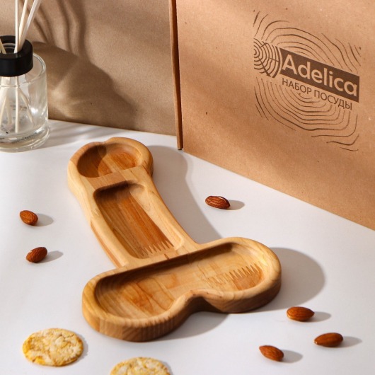 Деревянное блюдо для подачи в форме члена (25 х 16,5 х 1,7 см) - Сима-Ленд - купить с доставкой в Находке