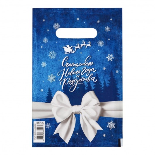 Сине-белый подарочный новогодний пакет с вырубной ручкой (20х30 см) - Сима-Ленд - купить с доставкой в Находке