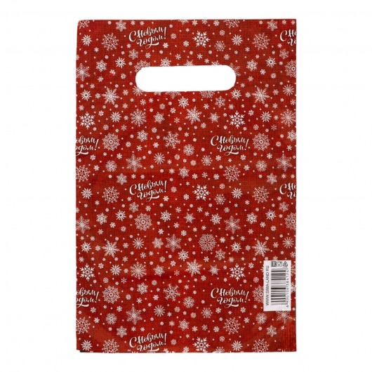 Красный подарочный новогодний пакет с вырубной ручкой (20х30 см) - Сима-Ленд - купить с доставкой в Находке
