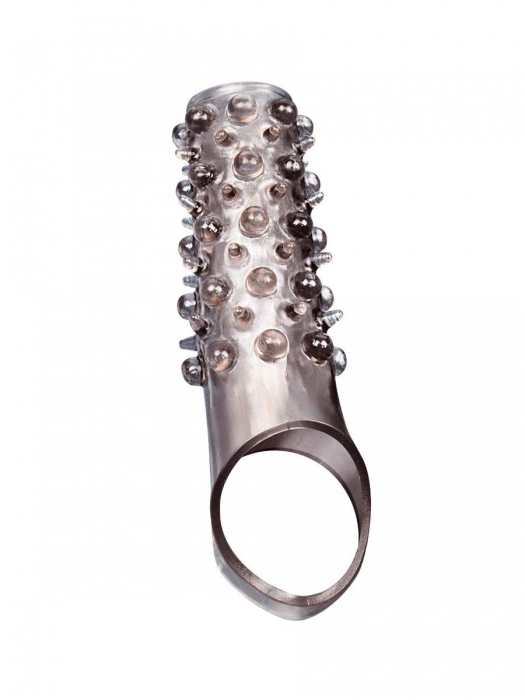 Дымчатая насадка на пенис с шипами и выпуклостями - 12 см. - Sex Expert - в Находке купить с доставкой