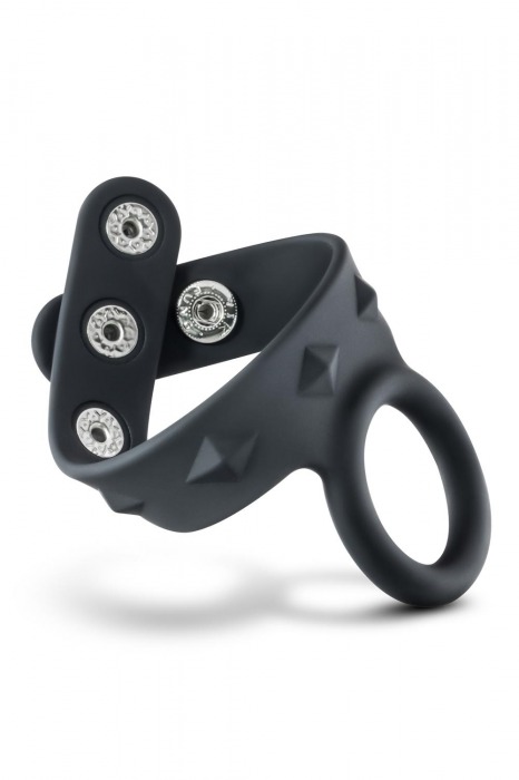 Черное эрекционное кольцо с подхватом мошонки на кнопках VS6 - Blush Novelties - в Находке купить с доставкой