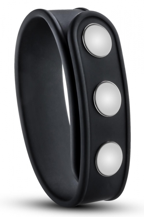 Черное эрекционное кольцо на кнопках - Blush Novelties - в Находке купить с доставкой