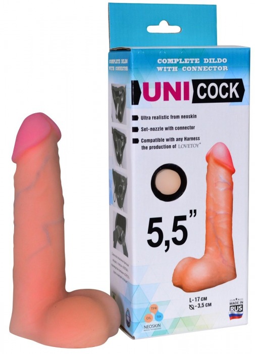 Фаллическая насадка Харнесс UNICOCK 5,5  - 17 см. - LOVETOY (А-Полимер) - купить с доставкой в Находке