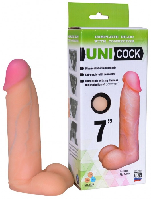Фаллическая насадка Харнесс UNICOCK 7  - 19 см. - LOVETOY (А-Полимер) - купить с доставкой в Находке