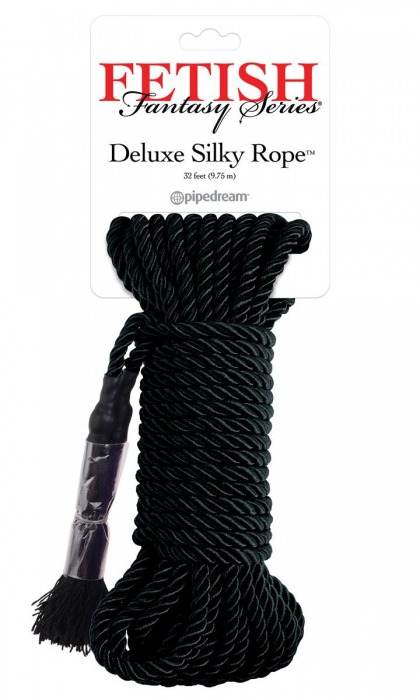 Черная веревка для фиксации Deluxe Silky Rope - 9,75 м. - Pipedream - купить с доставкой в Находке