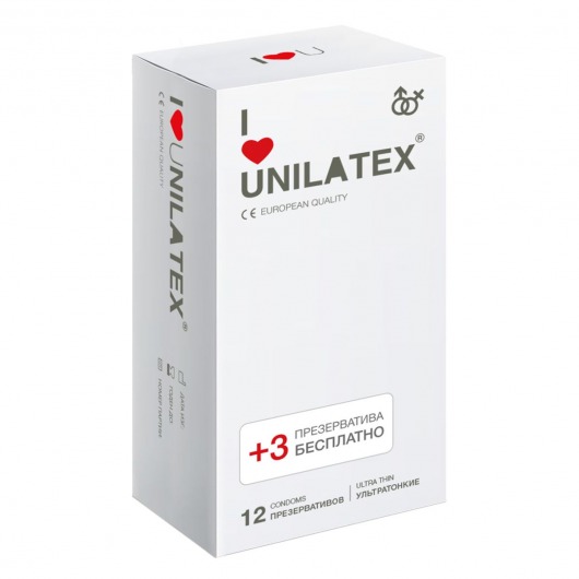 Ультратонкие презервативы Unilatex Ultra Thin - 12 шт. + 3 шт. в подарок - Unilatex - купить с доставкой в Находке