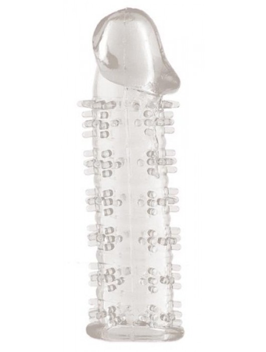 Гелевая прозрачная насадка с шипами - 12 см. - Toyfa Basic - в Находке купить с доставкой