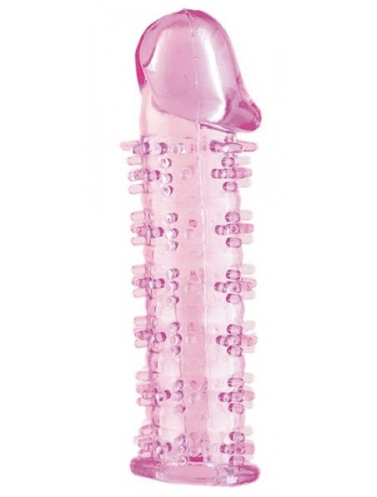 Гелевая розовая насадка на фаллос с шипами - 12 см. - Toyfa Basic - в Находке купить с доставкой
