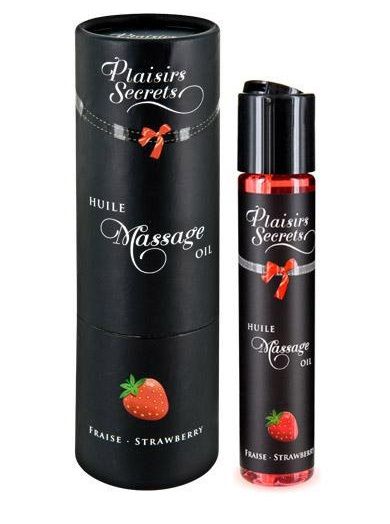 Массажное масло с ароматом клубники Huile de Massage Gourmande Fraise des Bois - 59 мл. - Plaisir Secret - купить с доставкой в Находке