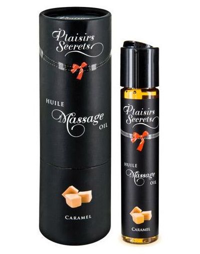 Массажное масло с ароматом карамели Huile de Massage Gourmande Caramel - 59 мл. - Plaisir Secret - купить с доставкой в Находке