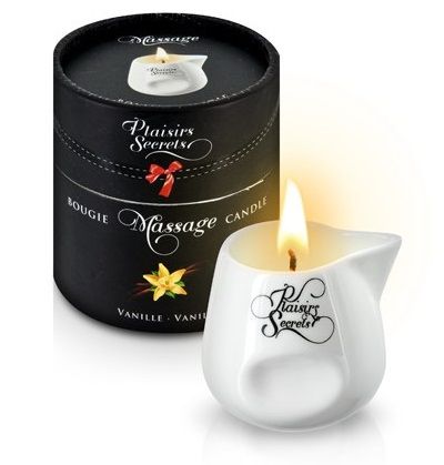 Массажная свеча с ароматом ванили Bougie Massage Gourmande Vanille - 80 мл. - Plaisir Secret - купить с доставкой в Находке