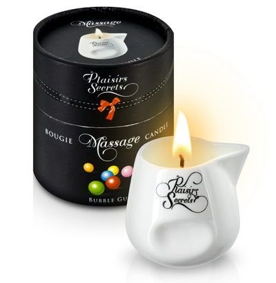 Массажная свеча с ароматом бубль-гума Bougie de Massage Gourmande Bubble Gum - 80 мл. - Plaisir Secret - купить с доставкой в Находке